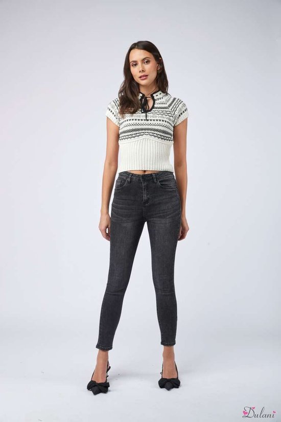 Pantalon taille haute Toxik3 avec denim gris