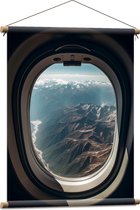 Textielposter - Uitzicht op Gebergte vanuit Vliegtuig - 60x80 cm Foto op Textiel