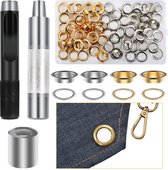 Frevoitna Set ogen, metalen ogen voor stof 12 mm, gromminggereedschapsset, 100 stuks, tule ogen, ringen, oogtang, set met 3-delige gromming, voor