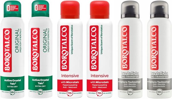 Borotalco - Déodorant - Try Out - 6 x 150 ml - pack économique | bol.com