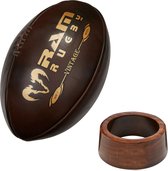 Vintage Rugby bal met Presentatie houten Standaard Top Kwaliteit RAM® Engeland - Uniek 3d Grip techn. Prof.