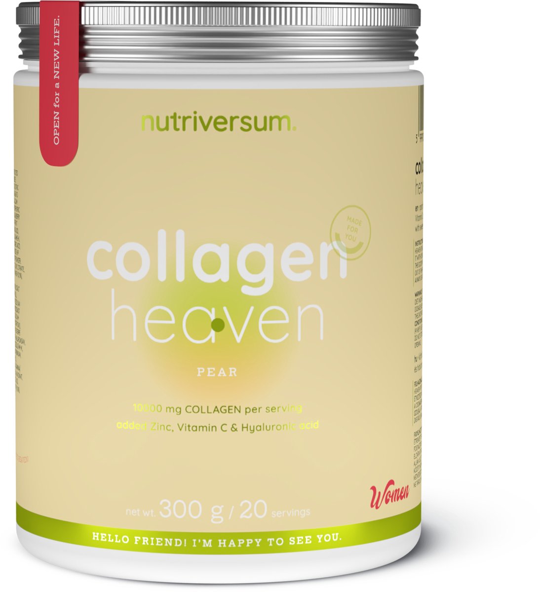 Goedkoopste Nutriversum | Rund collageen heaven | Pear | 300gr 20 servings | 10000mg collageen per serving | Hyaluronzuur | Vrouwen | Supplement | Nutriworld