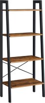 Rootz ladderplank - staande plank - boekenplank - ladderplank - moderne ladderplank - hoge ladderplank - ladderplank voor opslag - 4 planken ladderplank - vintage bruin/zwart - 34 x 56 x 137,5 cm (D x B x H)