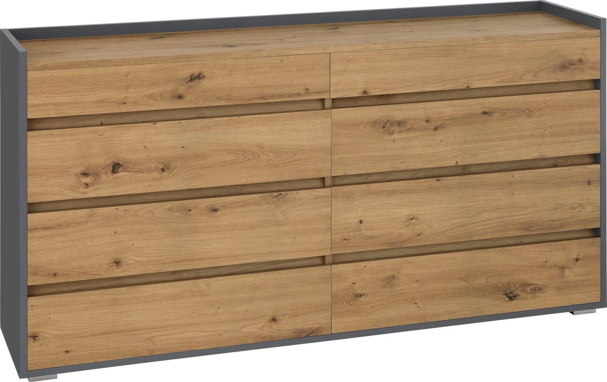 Kosmo-Commode - 8-laden - Antraciet Eikenlook