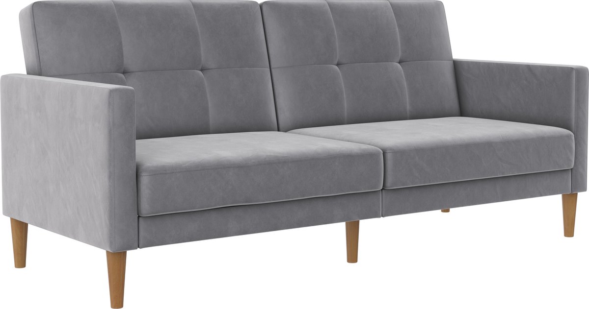 I.T.T. Lilly-Slaapbank - 3-zits - Lichtgrijs Velours velours lichtgrijs