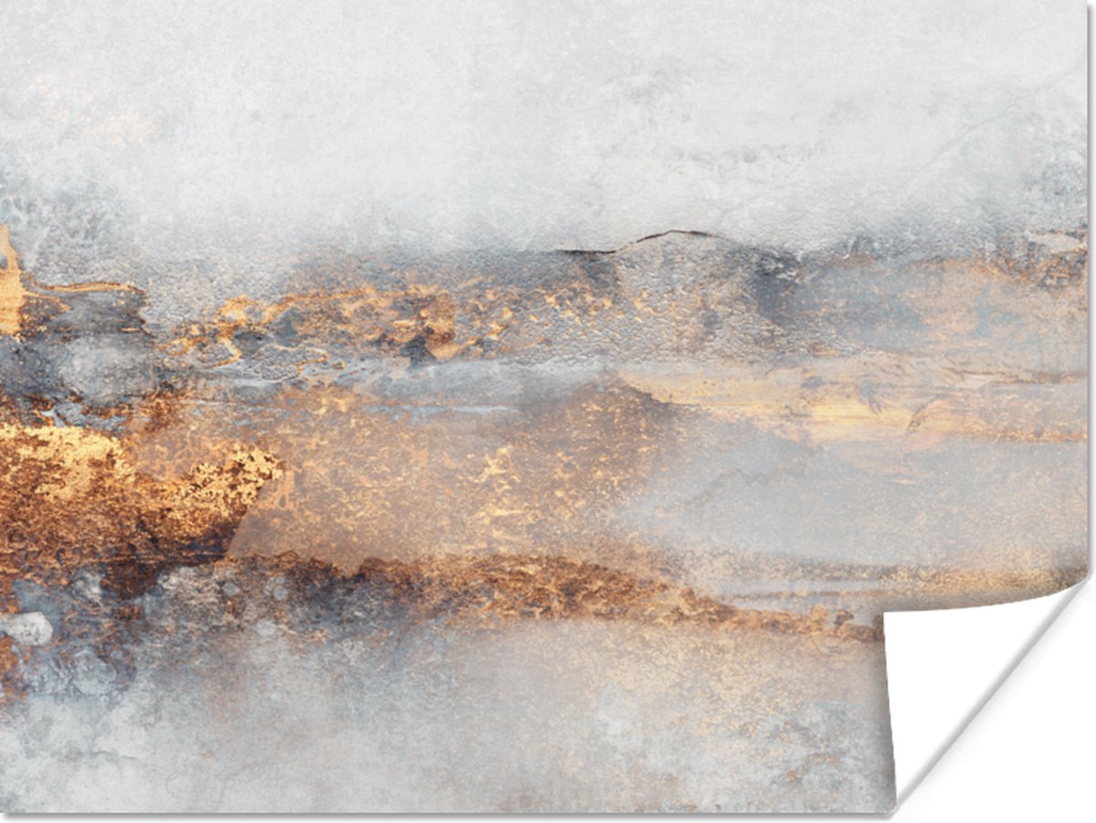 Poster Mist - Goud - Abstract - 80x60 cm