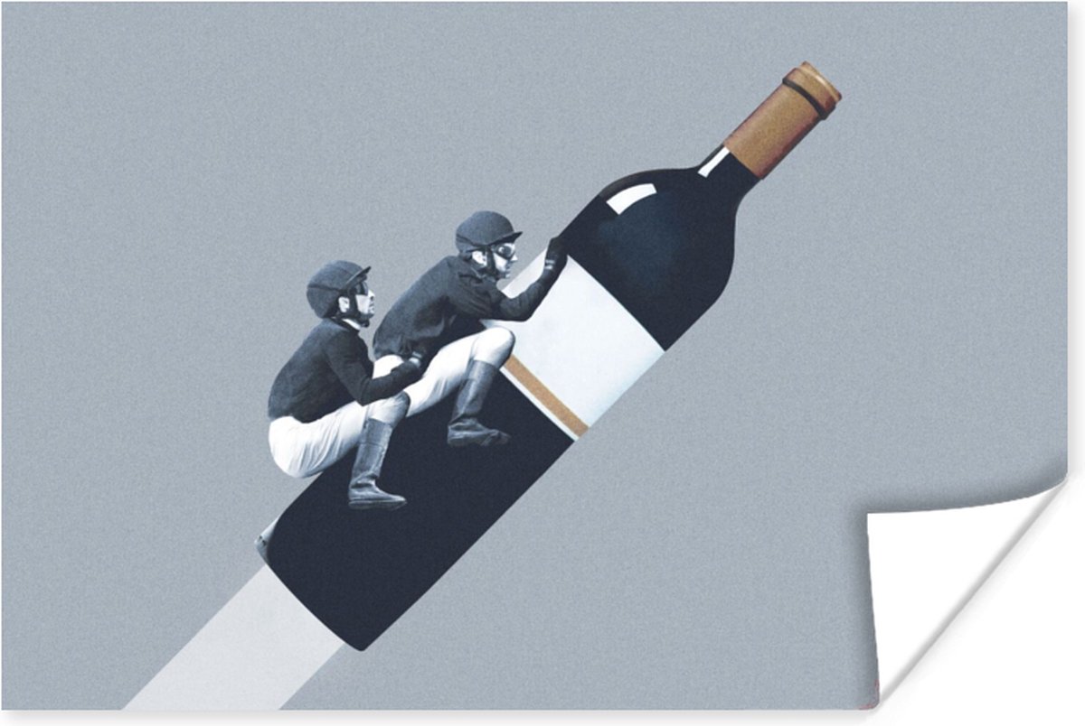 Poster Fles - Mannen - Vintage - 60x40 cm