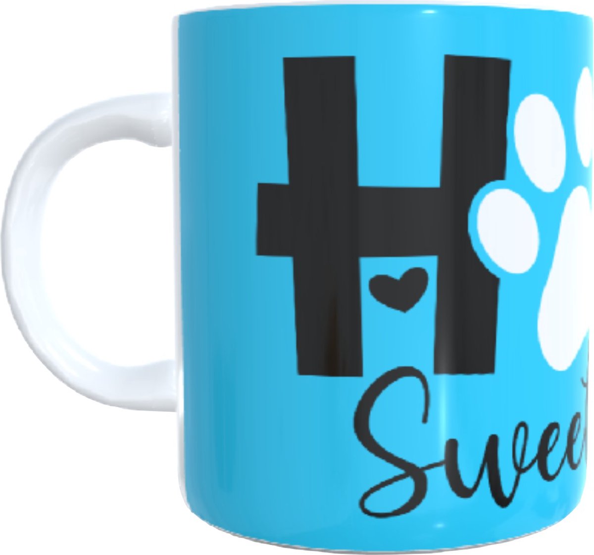 koffie beker - thee mok - tekst home sweet home - hond - dog - hondenpoot