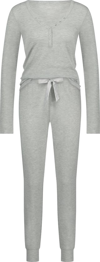 Hunkemöller Pyjama-Set Damen Schwarz - Bequemer Schlafanzug Mit Rundhalsausschnitt