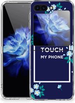 Telefoon Hoesje Geschikt voor Samsung Galaxy Z Flip 5 Leuk TPU Back Case Flowers Blue Don't Touch My Phone