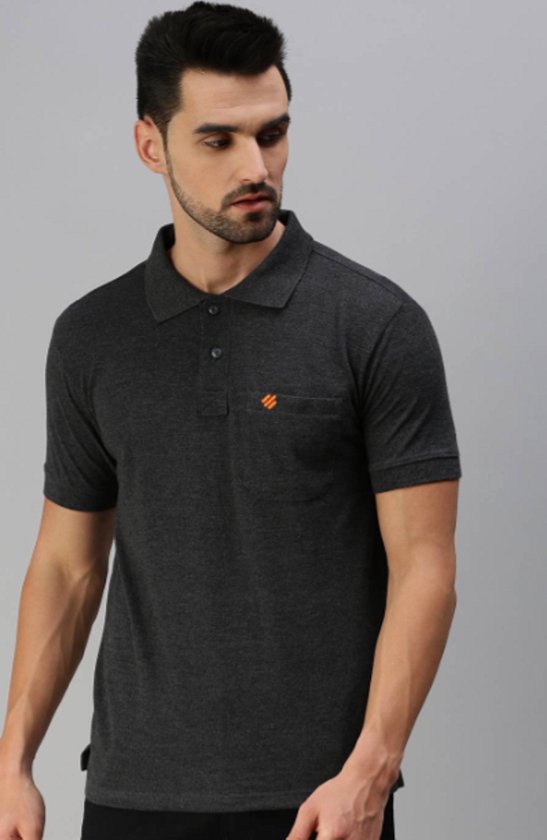 Polo Shirt Katoen Rijk Kleur Grijs- Maat XL