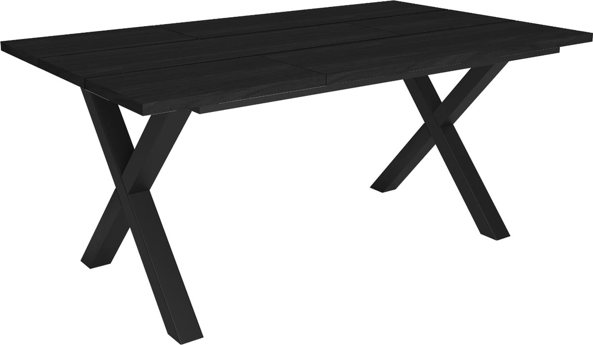 Happyment Eettafel Livor - Eetkamertafel - X poten zwart - Rechthoek - 4 tot 6 personen - Massief hout - Premium look - 170x90x75cm
