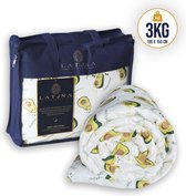 Latona Blanket® Verzwaringsdeken Kind 3kg - Weighted Blanket - Avocado print - 100 x 150cm - 100% katoen - 7-laags