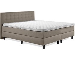 Boxspring Luxe 160x200 Knopen Taupe Lederlook