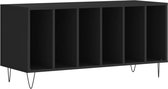 vidaXL - Platenkast - 100x38x48 - cm - bewerkt - hout - zwart