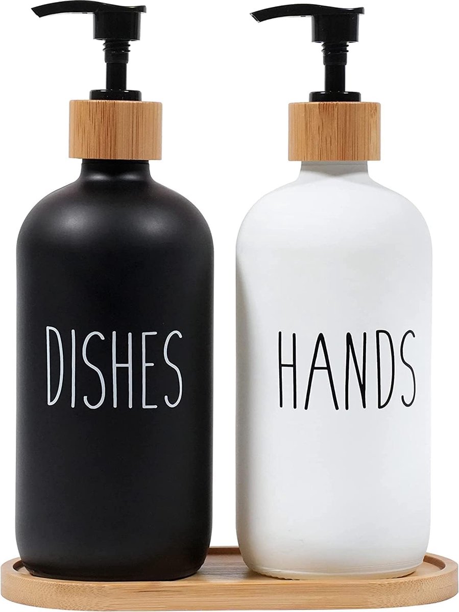 14oz glazen zeepdispenser met 304 roestbestendige roestvrijstalen pomp, navulbare handdispenser voor badkamer, keuken, aanrecht, wasruimte (groen