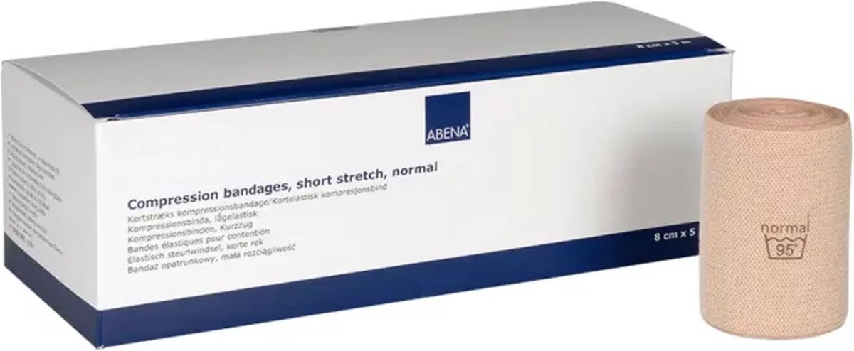 Goedkoopste Abena Drukverband - 10 Rollen Verband - 80 Stretch - 8 cm x 5 m - Wasbaar Zwachtel Verband- Latexvrij Rekverband - van 100 Katoen