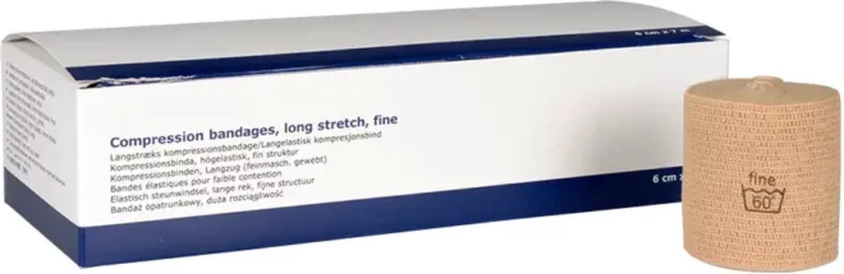 Abena Drukverband - 8 Rollen Verband - 165% Stretch - 6 cm x 7 m - Wasbaar Zwachtel Verband- Latexvrij Rekverband