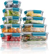 Glazen vershouddozen, set meal prep dozen voor levensmiddelen, 18 delen (9 containers, 9 transparante deksels) vaatwassers, magnetron- en vriezervriendelijk, lekvrij, BPA-vrij