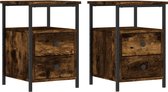 vidaXL Tables de chevet 2 pcs 34x35,5x50 cm Bois fini Couleur chêne fumé