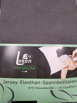 24Laken Hoeslaken Jersey 100/120 x 200/220 Antraciet
