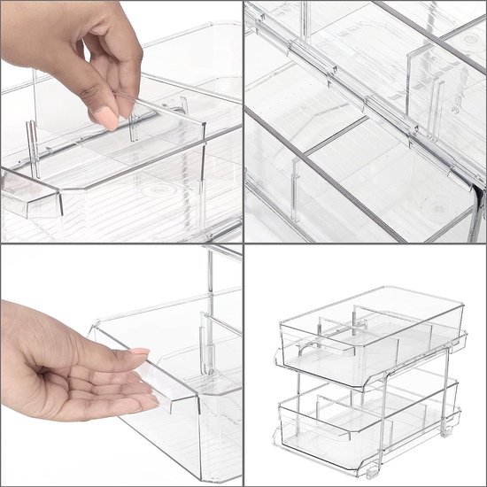 Onder de gootsteen organizer - 2 stuks badkamerkastorganizer - 2-laags