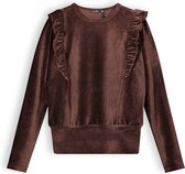 Meisjes shirt velours jersey rib - Kex - Donker roast bruin