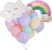 17-delige ballonnen set Rainbow and Cloud pastel - folie - ballon - rainbow - cloud - wolk - decoratie - verjaardag - kinderfeest - babyshower - kinderkamer