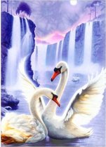 Diamond Painting Swan Pair 50x67 cm vierkante steentjes