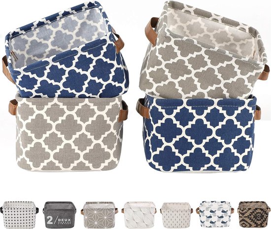 Paniers de rangement en tissu 4 pièces, organisateur avec poignées, pliables, imperméables, tissu 100% lin et coton, paniers de rangement, adaptés au rangement de bureau et à l'organisation domestique