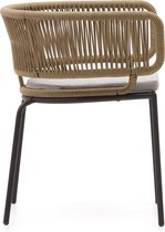 Kave Home - Chaise Nadin en corde beige avec pieds en acier galvanisé