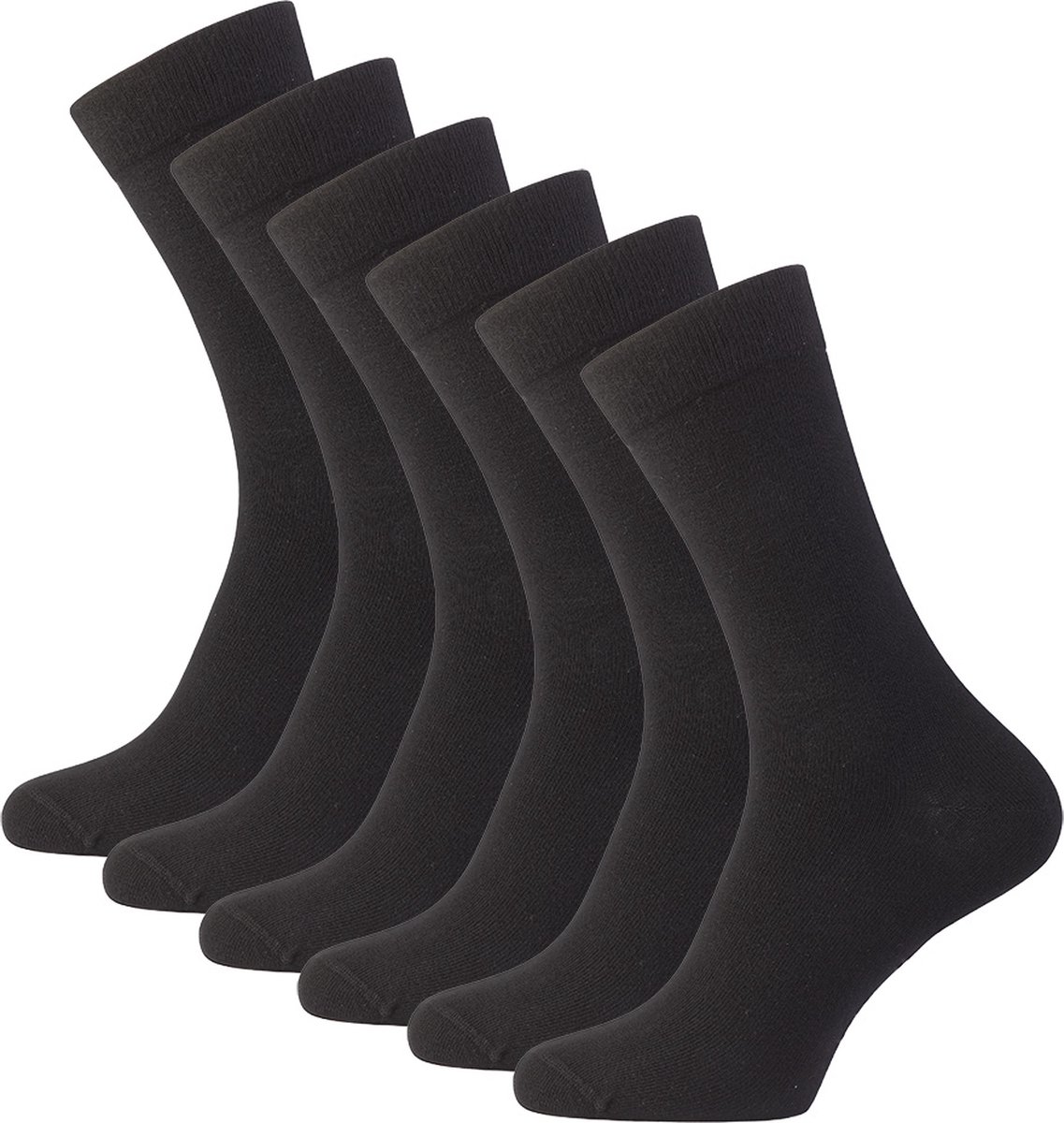 Sokjes.nl® Hoge sokken - 6 Paar - Zwart - 43-46 - Naadloos - Comfort
