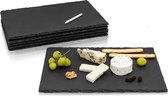Leistenen platen set (6 stuks) incl. krijtstift om te beschrijven - decoratieve serveerplaten van natuurlijke leisteen voor het smaakvolle serveren van gerechten en gerechten (30 x 20 cm)