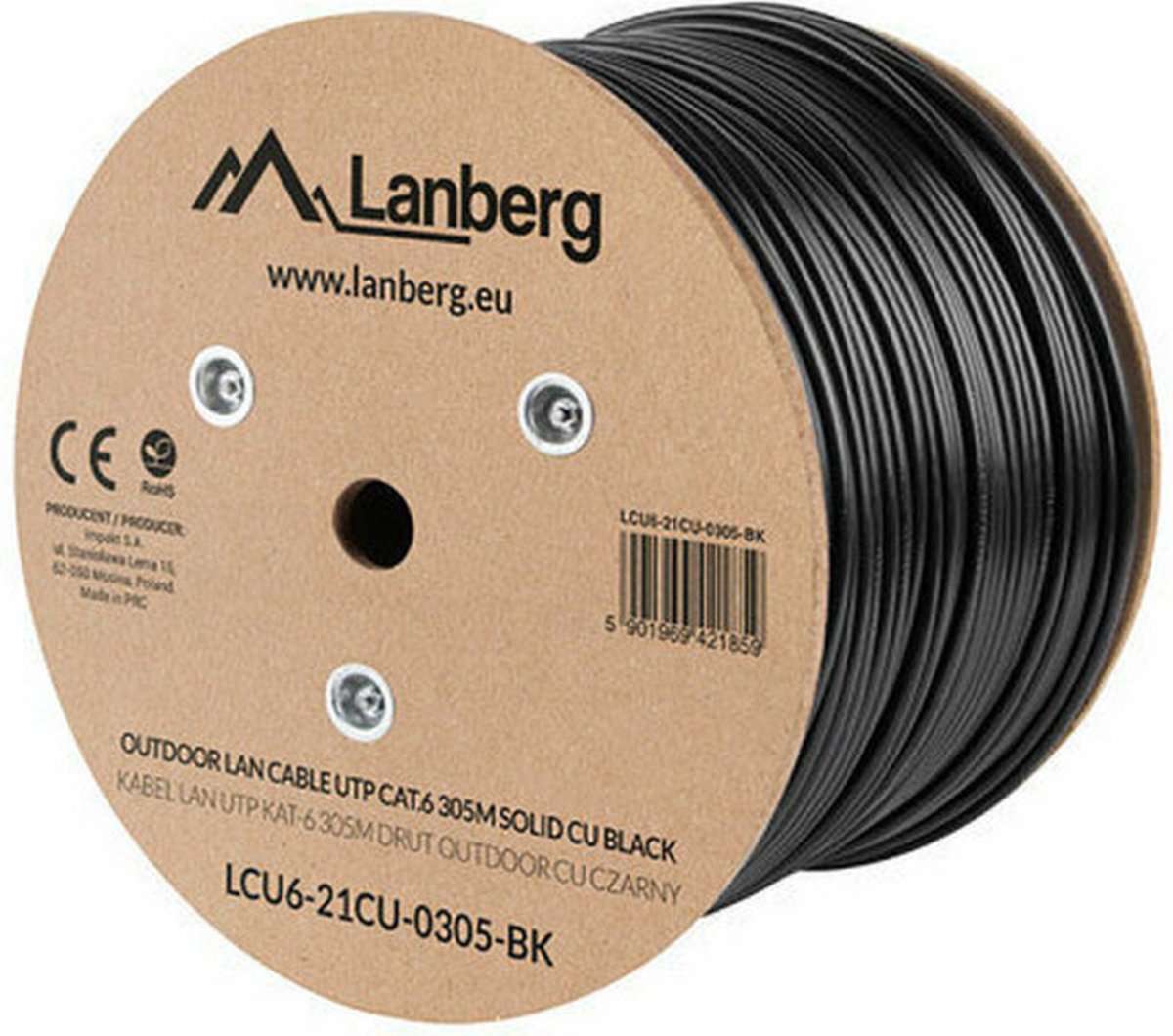 Lanberg - LAN kabel - CAT 6 - UTP - 305M - Outdoor - FLUKE PASSED - CU - Netwerkkabel