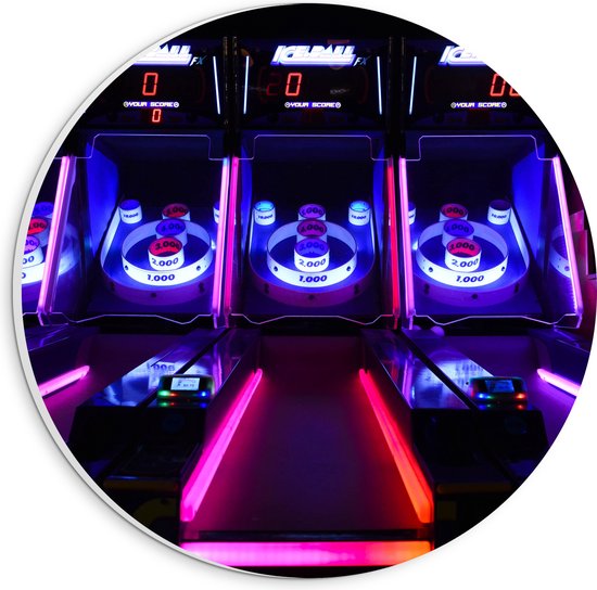 PVC Schuimplaat Muurcirkel - Ballengooien Spel in Arcade Hal - 20x20 cm Foto op Muurcirkel (met ophangsysteem)