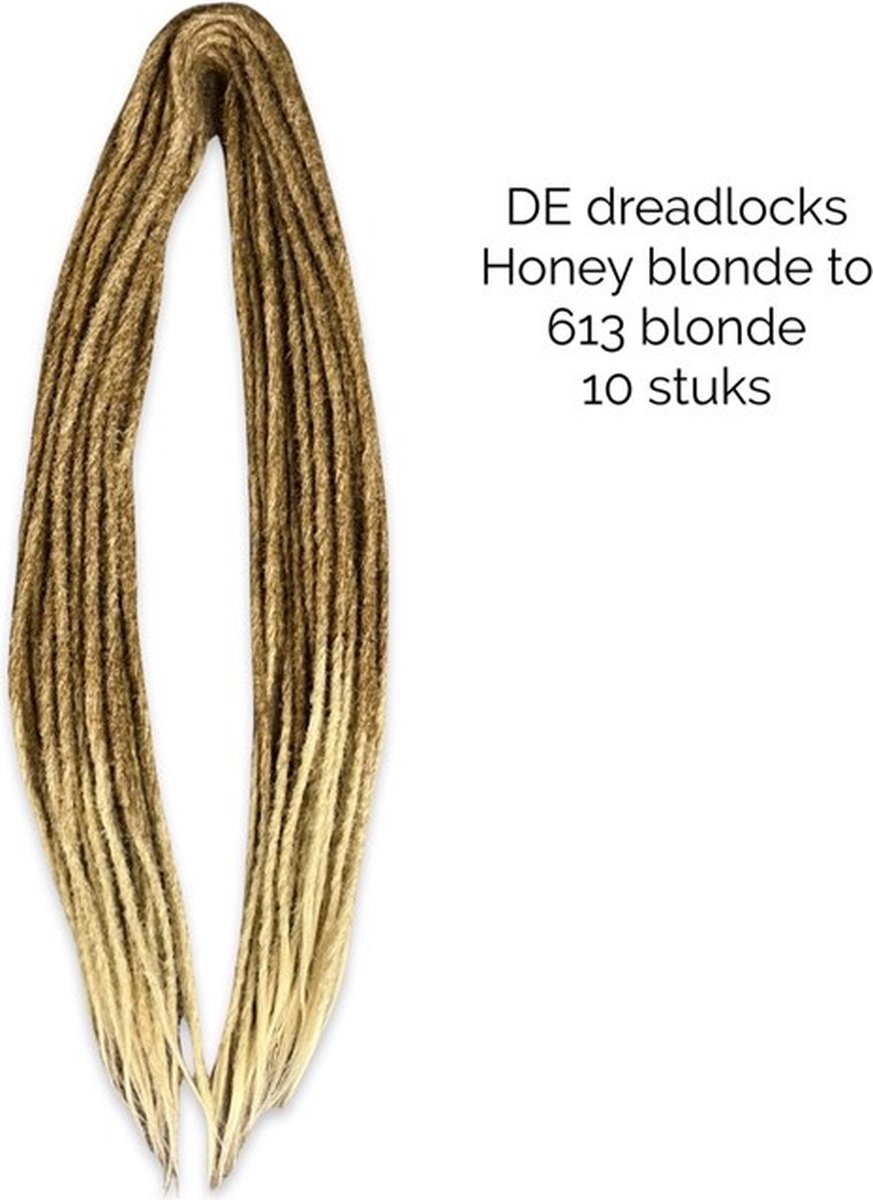 DE dreadlocks Honey blonde to 613 Blonde 10 stuks - Gehaakte dreadlocks - Dreadlocks double ended - Dreadlock extensions - Hair extensions - Dreadlock beads - Dreadlocks blond ombre