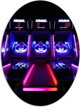 Dibond Ovaal - Ballengooien Spel in Arcade Hal - 81x108 cm Foto op Ovaal (Met Ophangsysteem)
