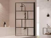 Shower & Design Draaibaar badscherm met industriële stijl - 80 x 140 cm - Mat zwart - Glas - RIVANON L 80 cm x H 140 cm x D 0.5 cm