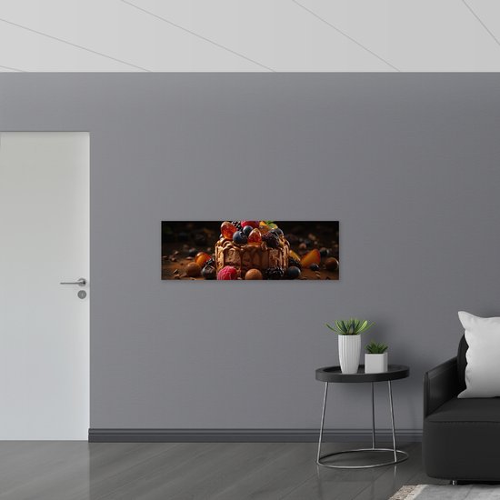 Acrylglas - Taartje Versierd met Vruchten - 120x40 cm Foto op Acrylglas (Wanddecoratie op Acrylaat)