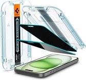 Geschikt voor Spigen Apple iPhone 15 Plus Glass.tR EZ Fit Privacy Screenprotector - Zwart