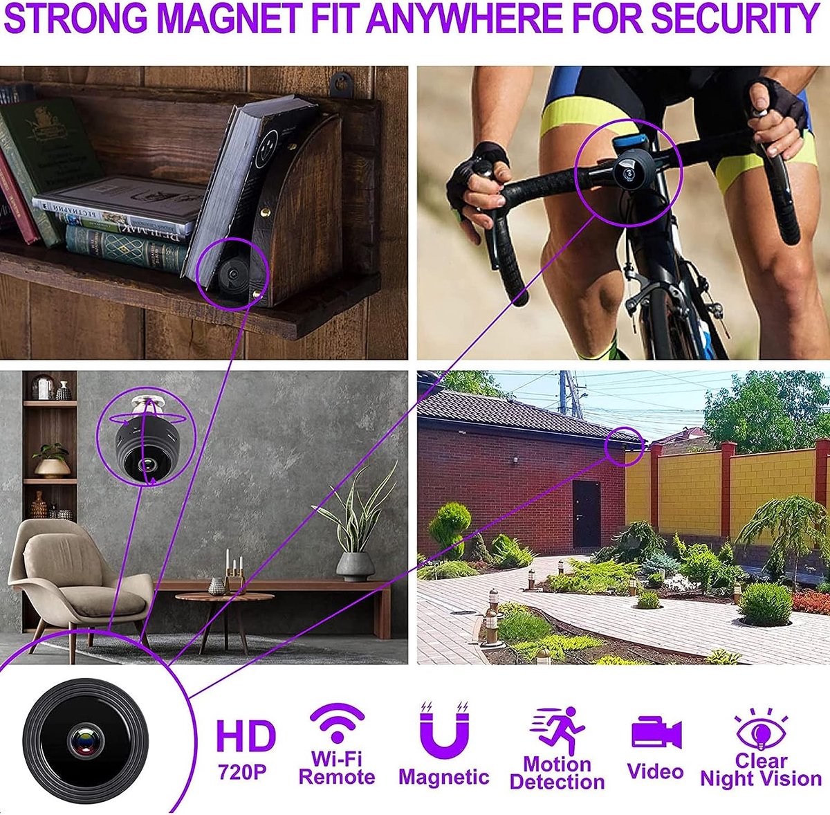 Afbeelding 3 van Kleyn - Beveiligingscamera - Binnen - 1080P HD - Mini WiFi-Camera - Babyfoon - met Infrarood Nightshot, Bewegingssensor - 150° Groothoek - Compact Formaat - Slimme Beveiligingscamera voor Android en iOS