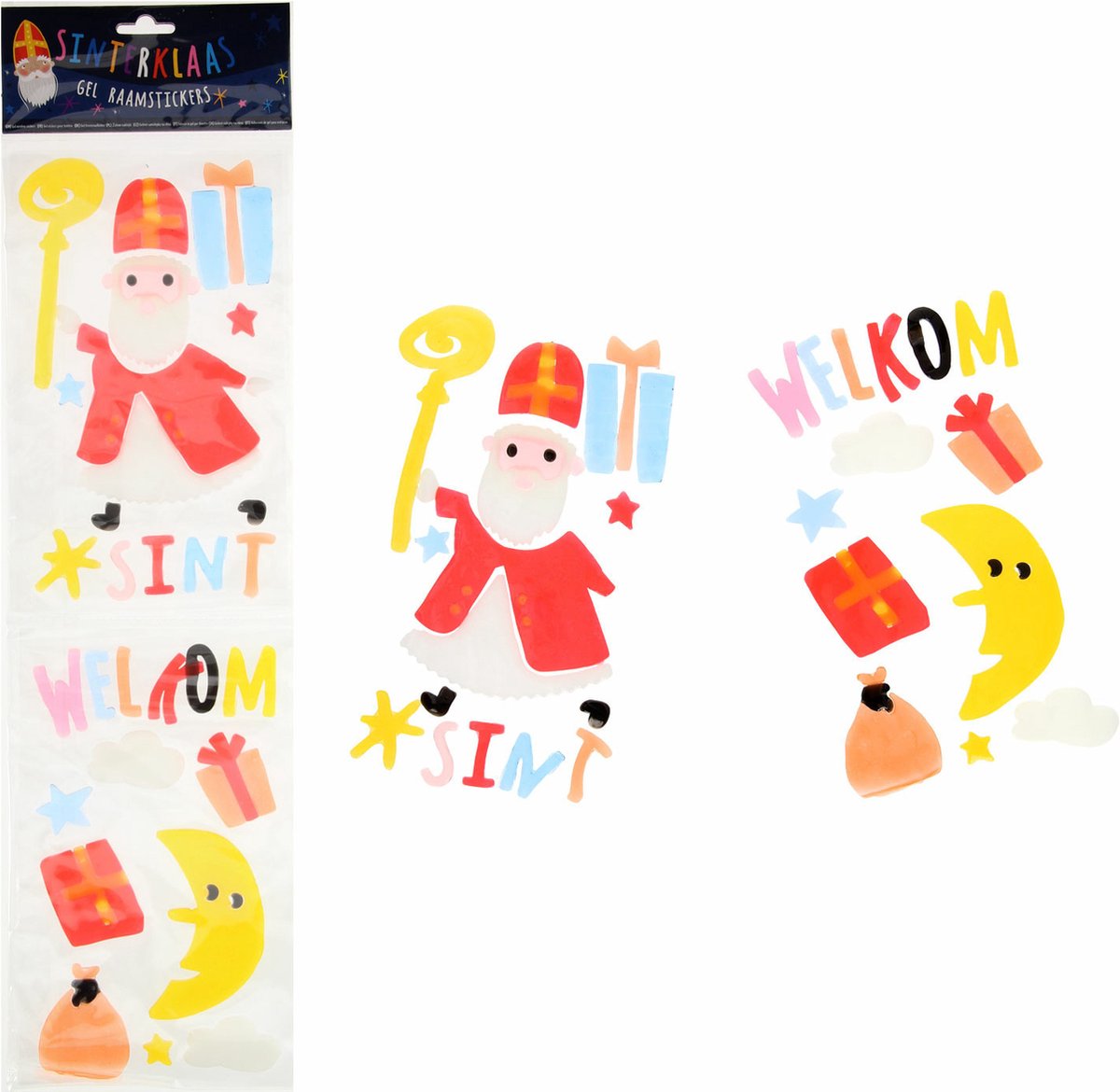 Herbruikbare Raamstickers Sinterklaas en Maan - Raamstickers voor Kinderen - Sinterklaas Stickers - Sinterklaas decoratie - Sinterklaas versiering