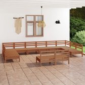 The Living Store Salon de Jardin - Bois de pin - Marron miel - Modulable - Canapé d'angle/milieu 63,5x63,5x62,5cm - 2 canapés d'angle - 10 canapés du milieu