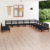 The Living Store Houten Meubelset - Tuin - 63.5 x 63.5 x 62.5 cm - Grenenhout - Zwarte Kleur