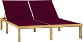 The Living Store loungebed Serma Product - 200 x 138 cm - verstelbare rugleuning - grenenhout - wijnrood