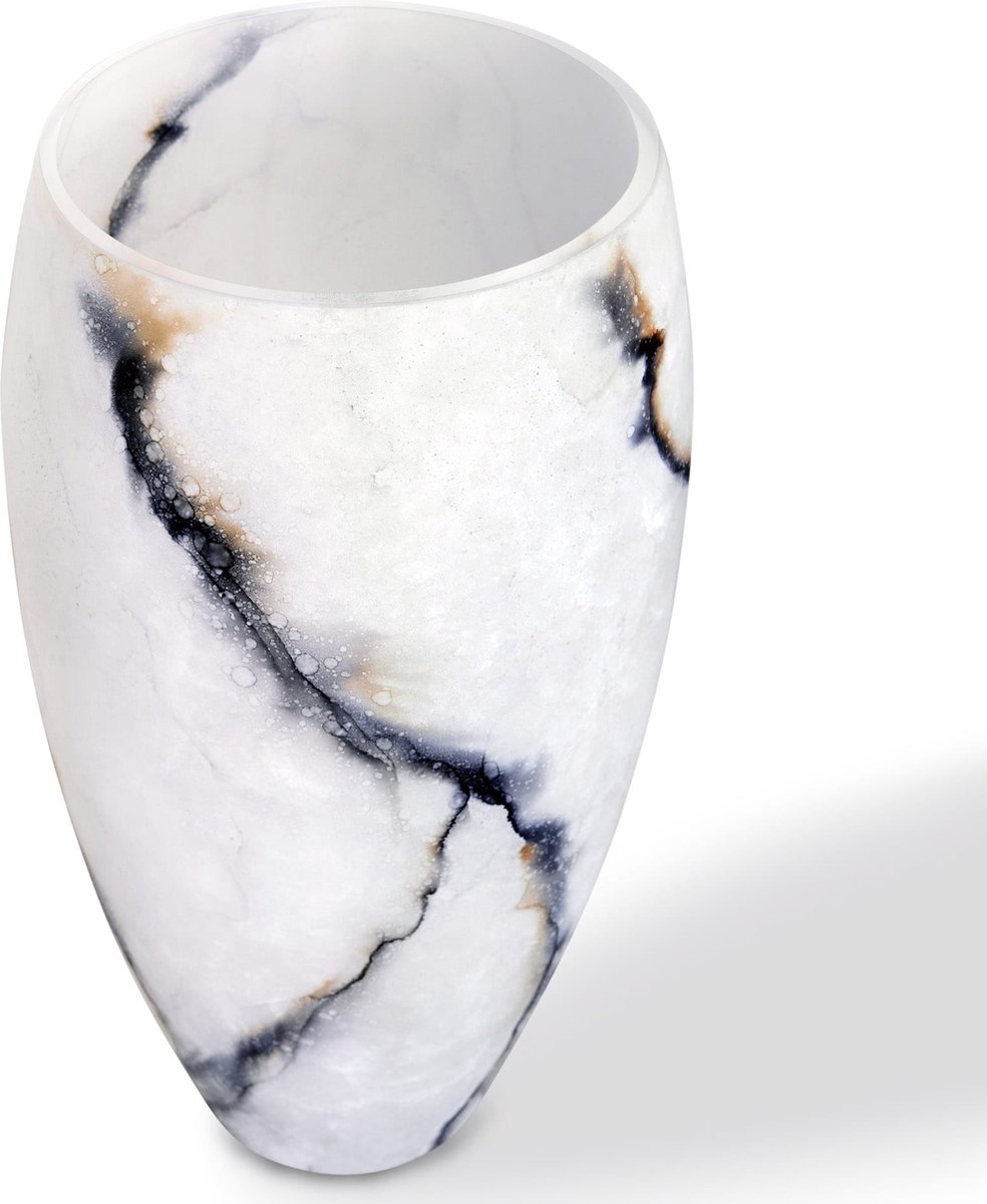 Terroso - Vaas Ice, Mat Glas Marmer, Elegante, Hoogte 38 cm