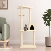The Living Store Kattenmeubel - Alles-in-één - 55 x 47.5 x 123 cm - Natuurlijke sisal krabpalen - Crème