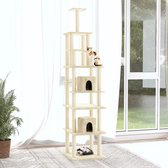 The Living Store Kattenboom - Compact Alles-in-één Kattenmeubel - 48x60x216cm - Crème