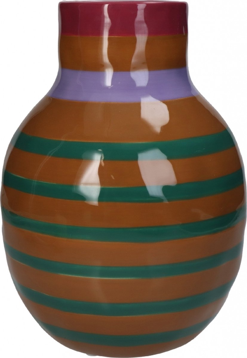 HD Collection Vaas Stripe - Aardewerk - Multi - 18x25x18 cm (BxHxD)