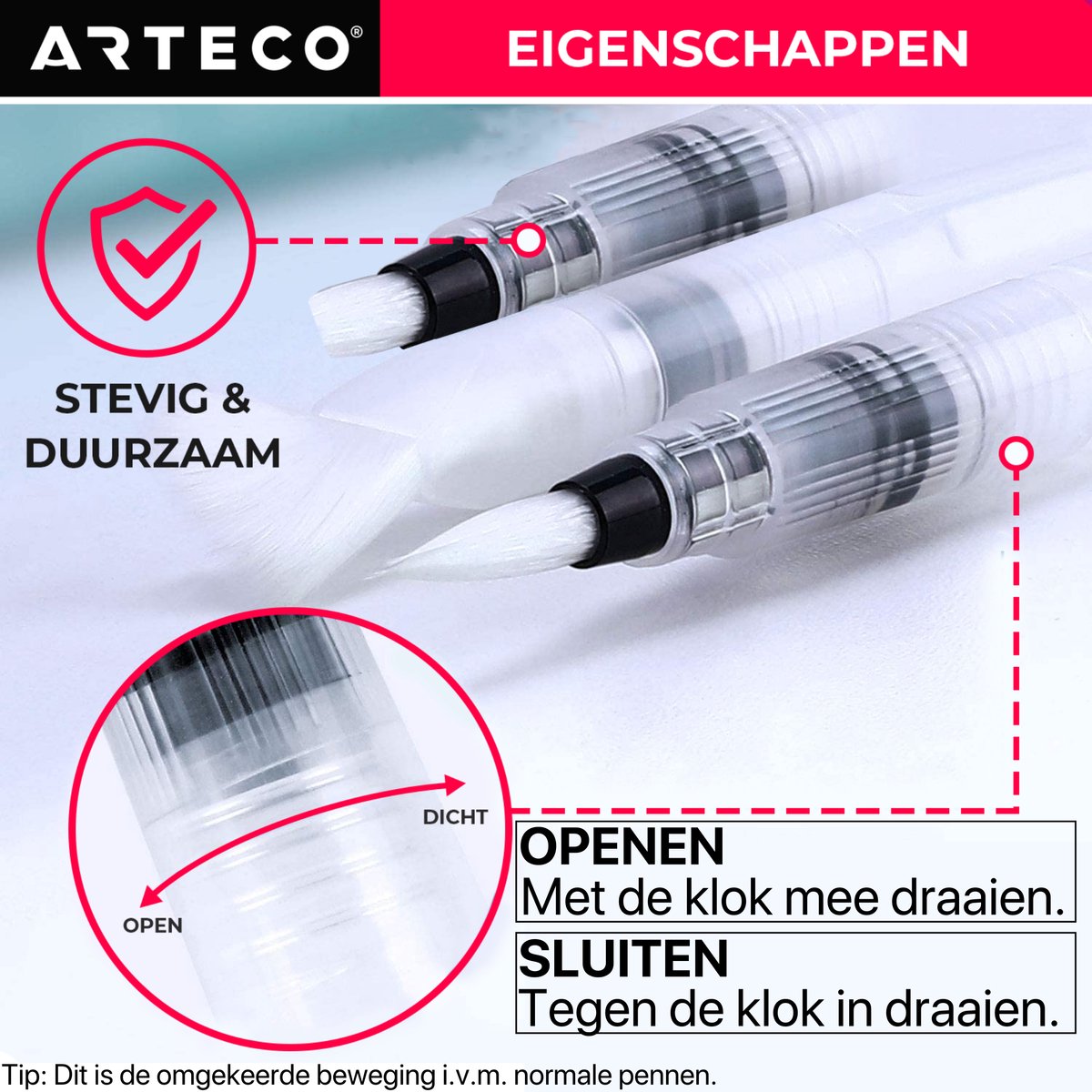 ARTECO® 24 Penseelstiften + 2 Water Brush Pennen Set - Inclusief Aquarel Papier en Sjablonen - Brushlettering – Penseelpen - Cadeau — afbeelding 9